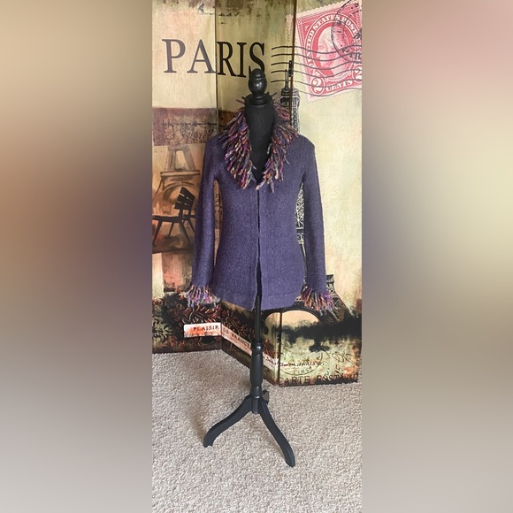 Free People sweater with multi color trim-Size Small